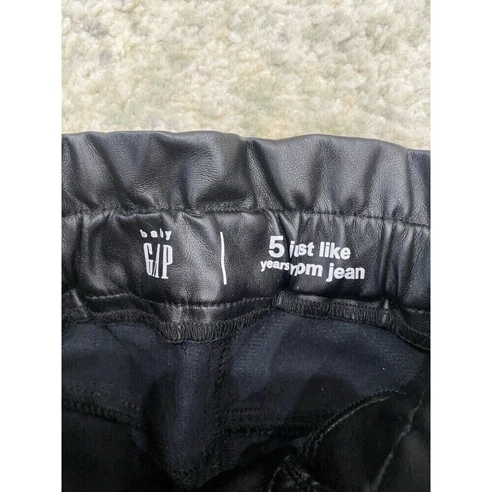 Baby Gap Girls 5T 5 Years Highrise Black Vegan Leather Pants Jeans